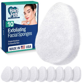 HartFelt Exfoliating Facial Sponge 10 Pack in packaging