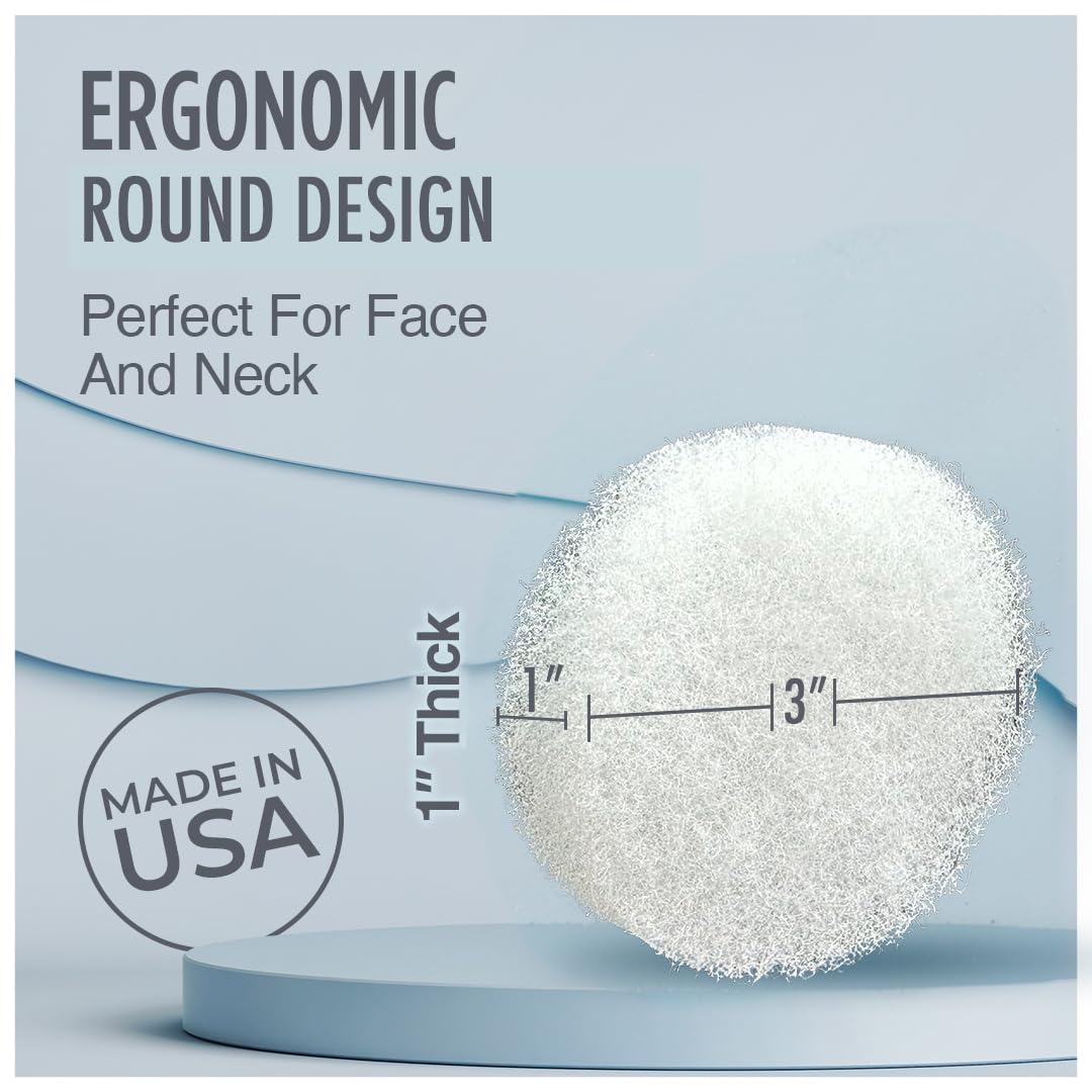 HartFelt Round Face Scrubber side view with dimensions
