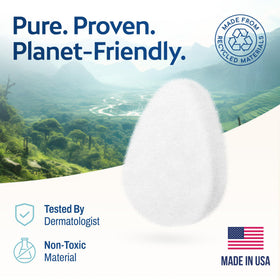 HartFelt Tear Drop Face Scrubber sponges in a clean bath setting