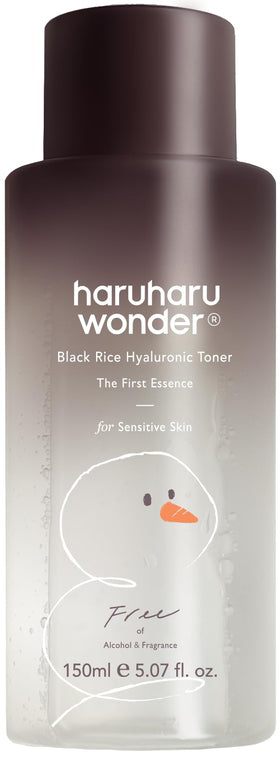 HARUHARU Black Rice Hyaluronic Toner Christmas Edition snowman bottle front view