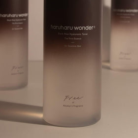 HARUHARU Black Rice Hyaluronic Toner side view with packaging