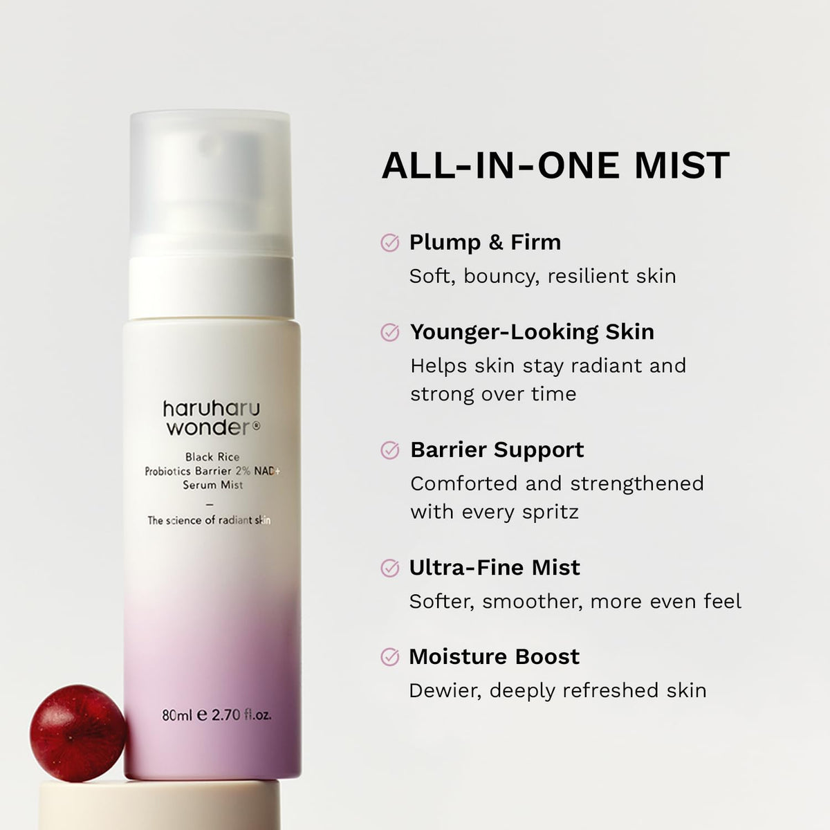 HARUHARU Black Rice Probiotics Serum Mist used before makeup