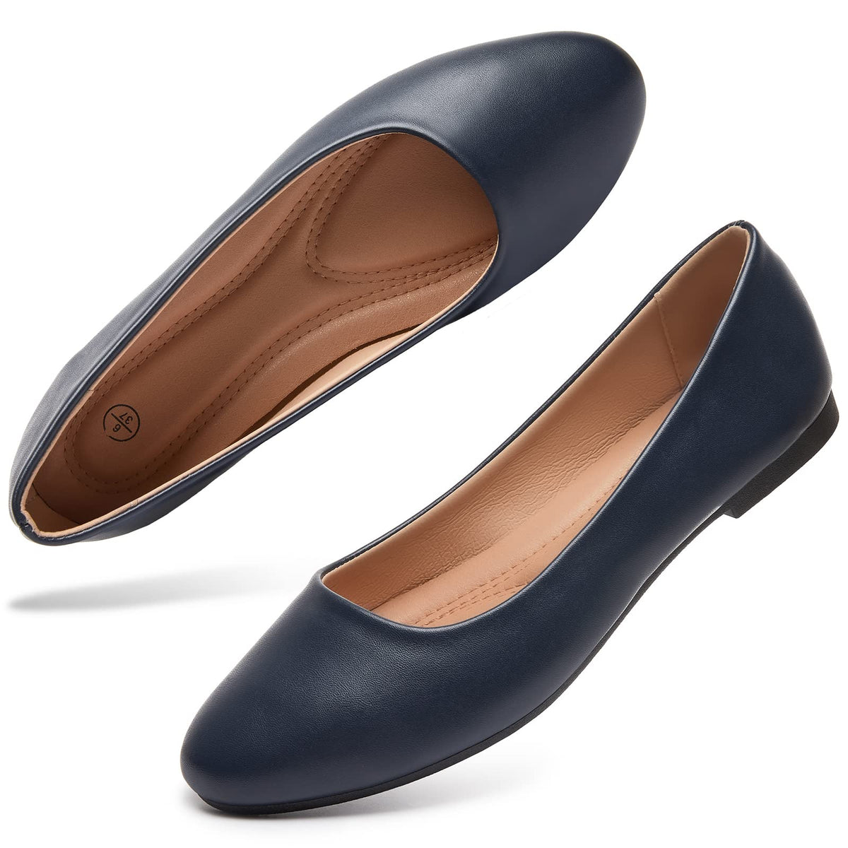 hash bubbie Women's Ballet Flats navy blue front view