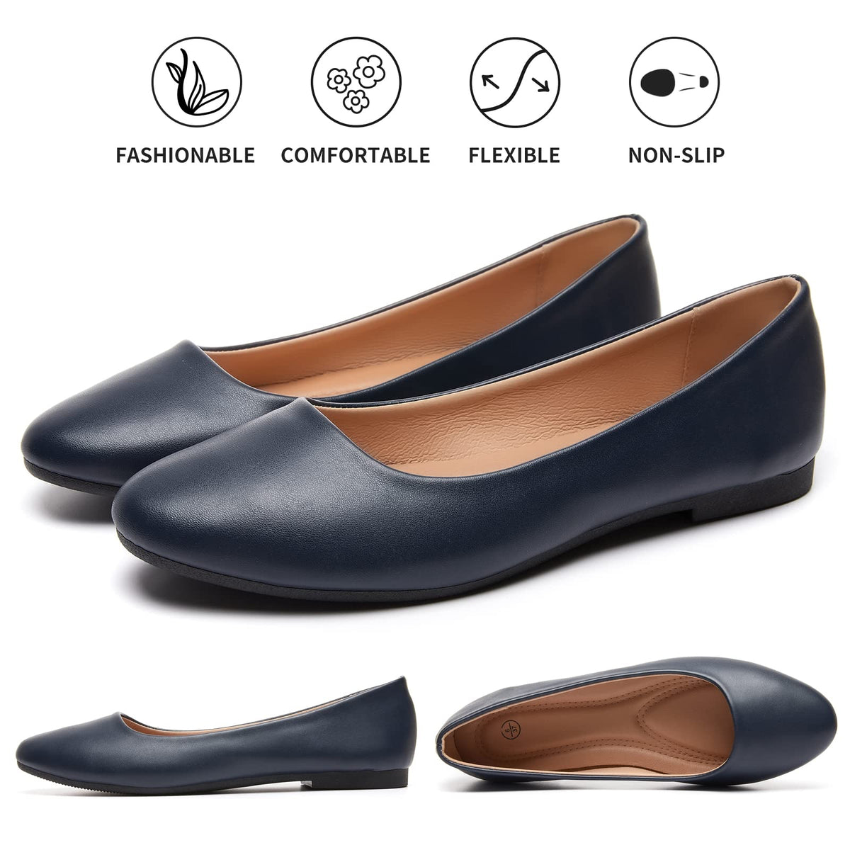 hash bubbie Women's Ballet Flats Navy Blue lifestyle scene