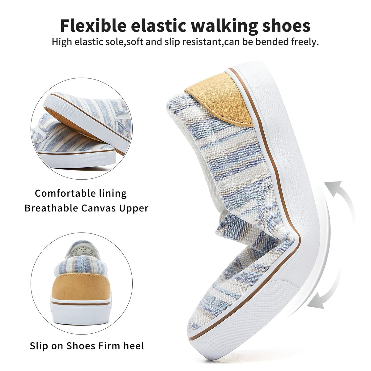 hash bubbie Women's Canvas Slip On Sneakers lifestyle scene outdoors