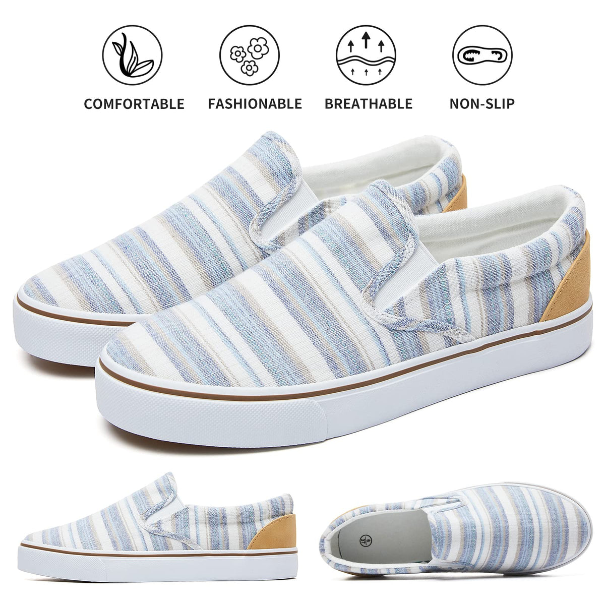 hash bubbie Women's Canvas Slip On Sneakers packaging