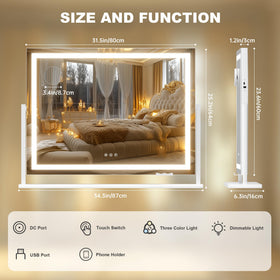 Hasipu Vanity Mirror displaying warm light setting