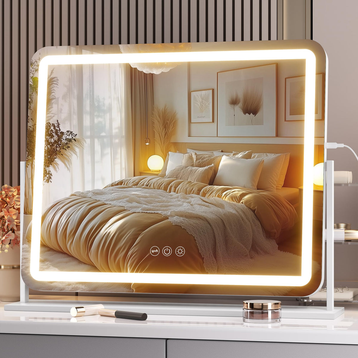 Hasipu Vanity Mirror front view with LED lights