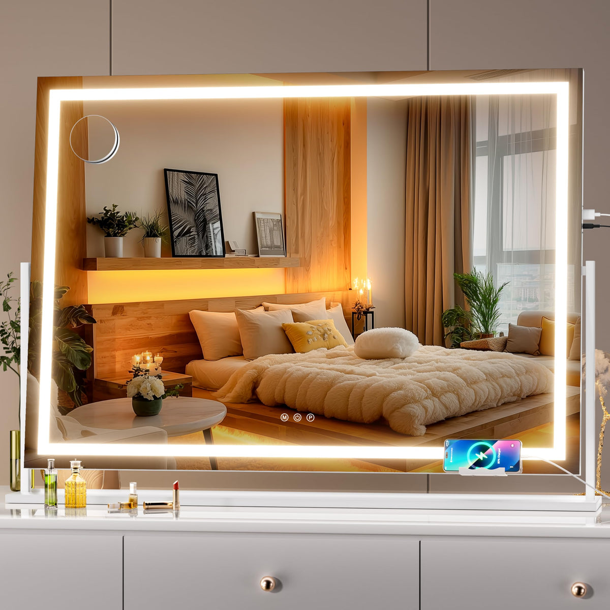 Hasipu Vanity Mirror front view with LED lights