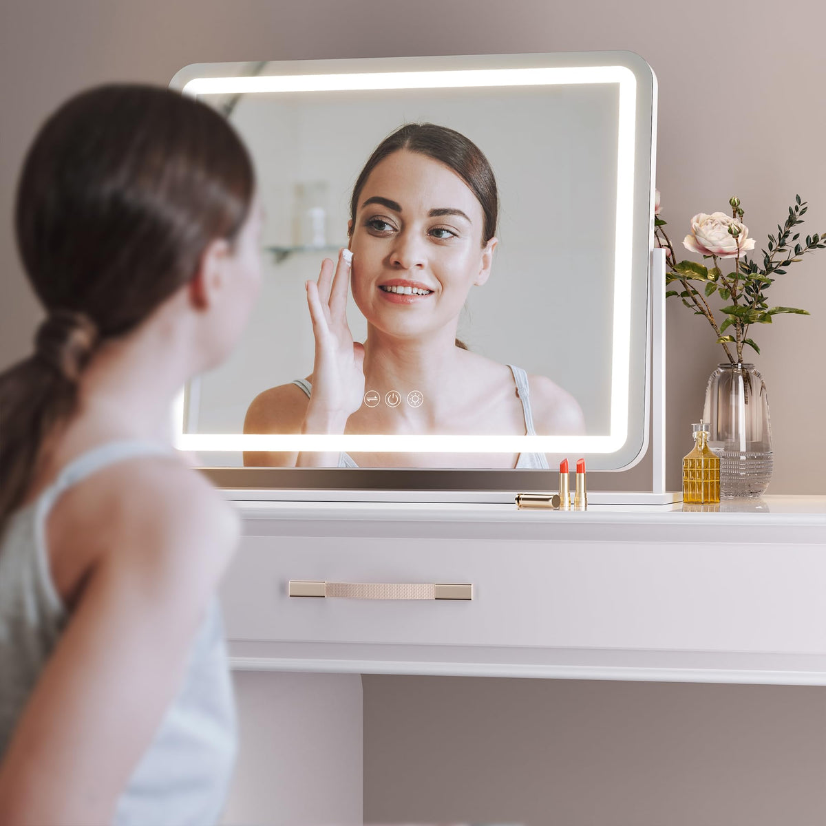 Hasipu Vanity Mirror in a stylish bathroom setting