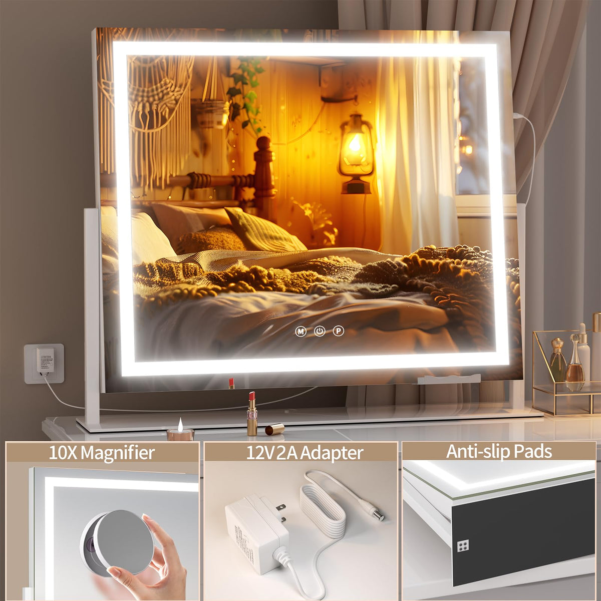 Hasipu Vanity Mirror in a well-lit makeup setting