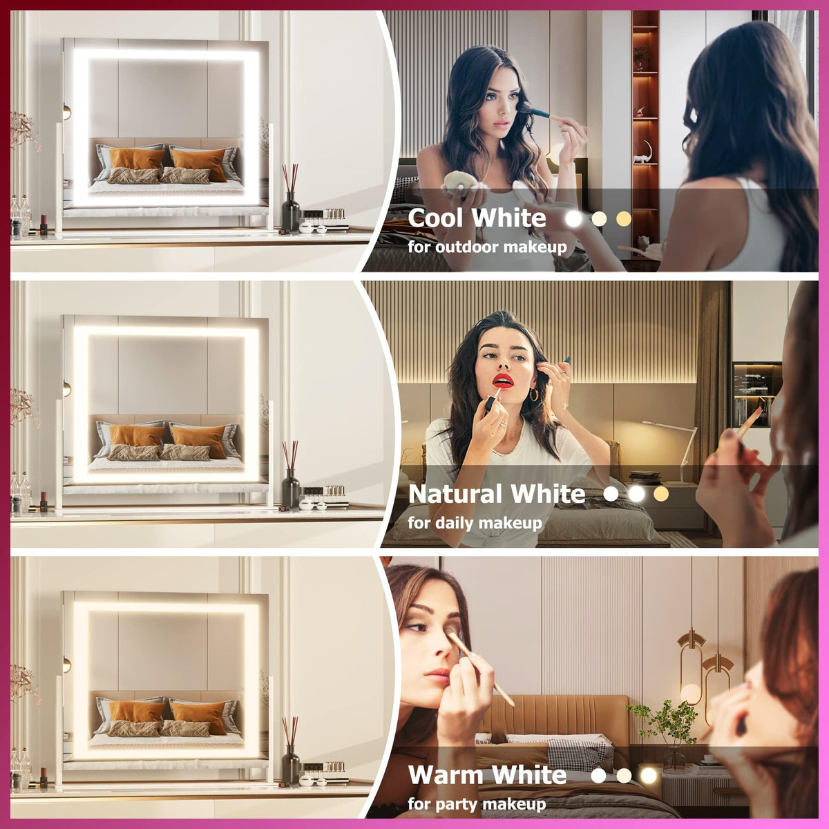 Hasipu Vanity Mirror showing 10X magnification attachment