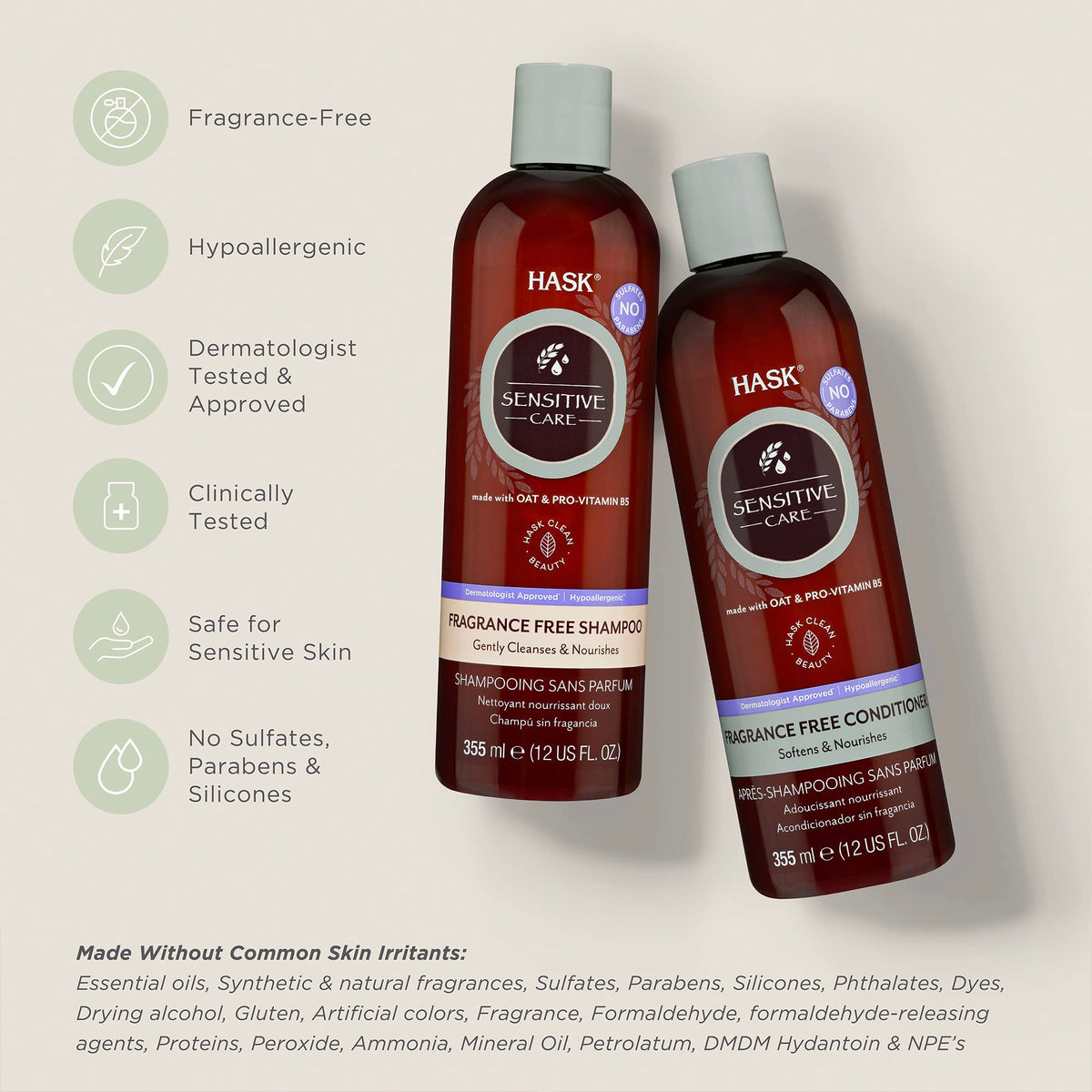 HASK Sensitive Care Conditioner bottle front view 12oz