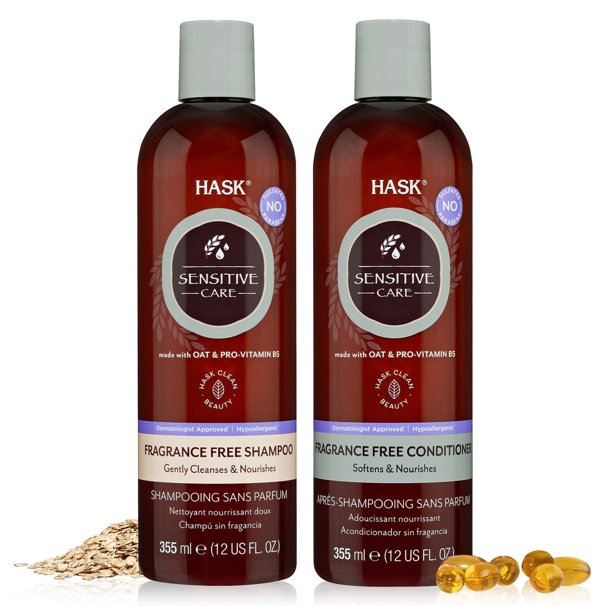 HASK Sensitive Care Shampoo bottle front view 12oz