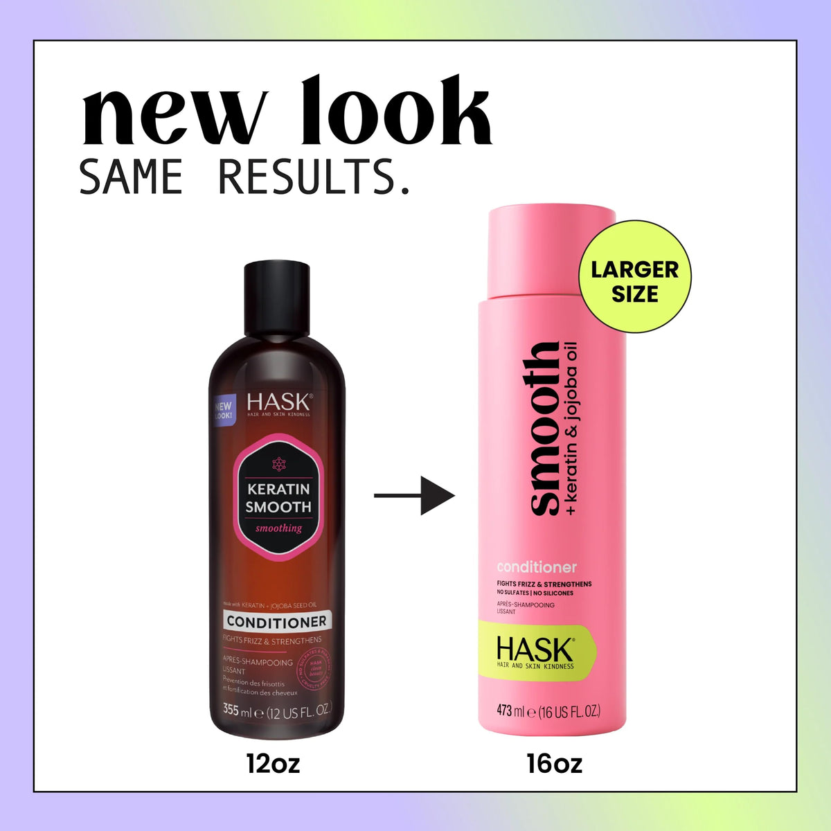 HASK Smooth Keratin Conditioner bottle front view, 16 oz