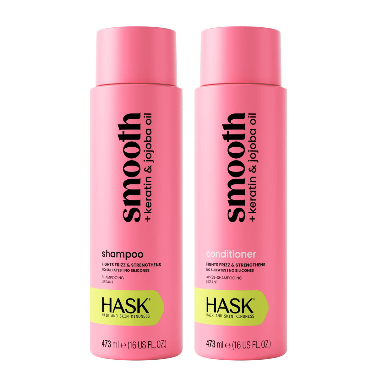 HASK Smooth Keratin Shampoo bottle front view, 16 oz