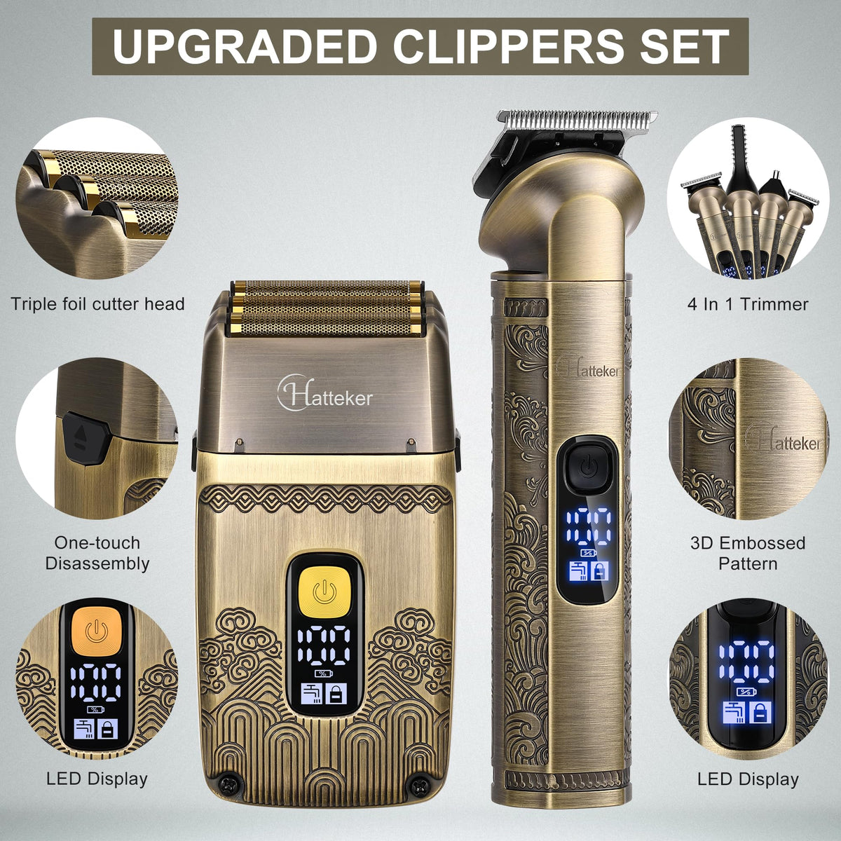 Hatteker hair clipper with guide combs