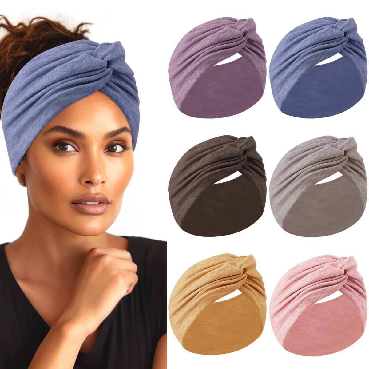 HAUHC Extra Wide Headbands 7-inch in vibrant colours front view