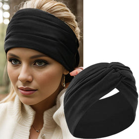 HAUHC Extra Wide Headbands in black, front view