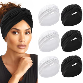 HAUHC Extra Wide Headbands set with 3 white and 3 black headbands