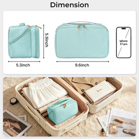 HauteHues Travel Makeup Bag side view showing zipper