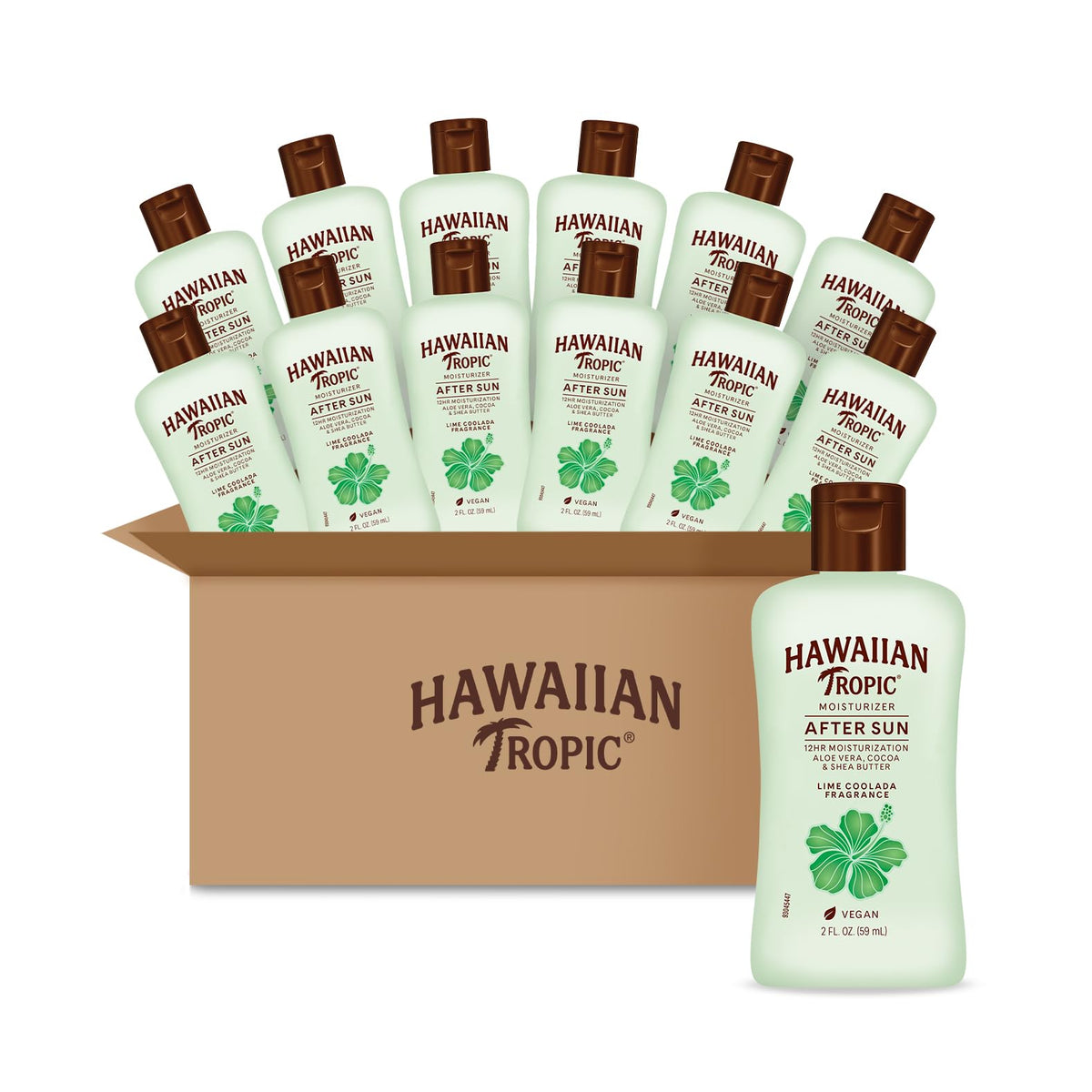 Hawaiian Tropic After Sun Lotion Lime Coolada 12 mini bottles front view