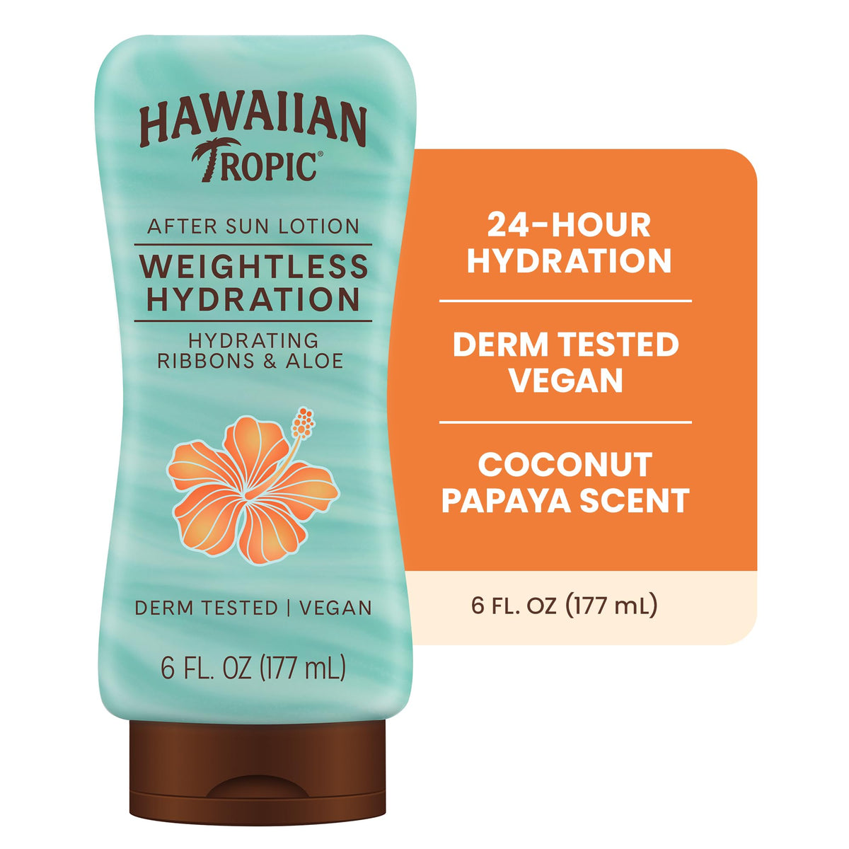 Hawaiian Tropic After Sun Lotion with aloe and shea butter ingredients