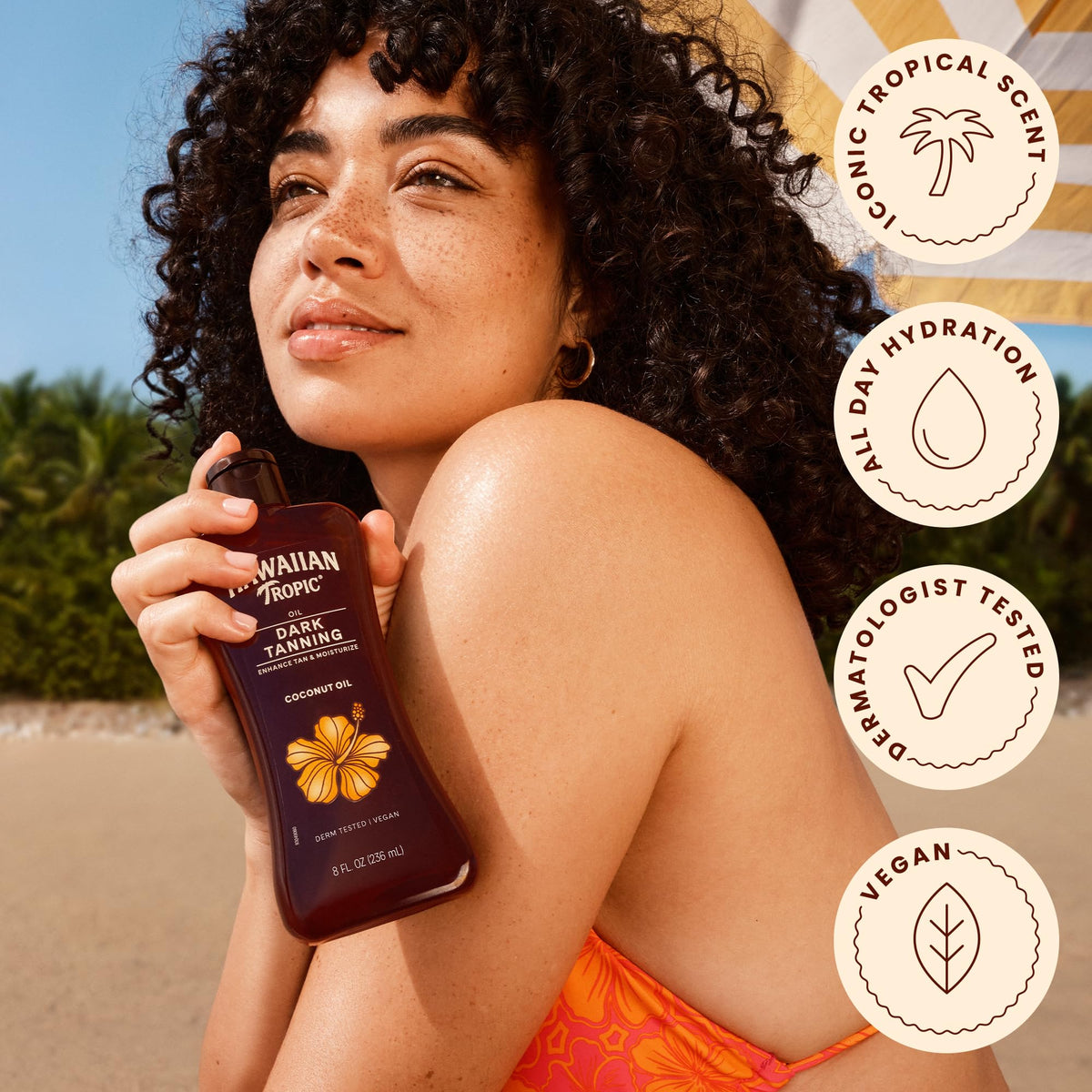 Hawaiian Tropic Dark Tanning Oil packaging details