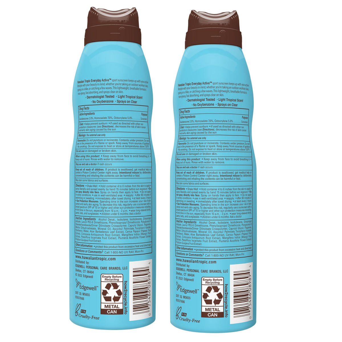 Hawaiian Tropic Everyday Active SPF 30 Sunscreen Spray packaging details