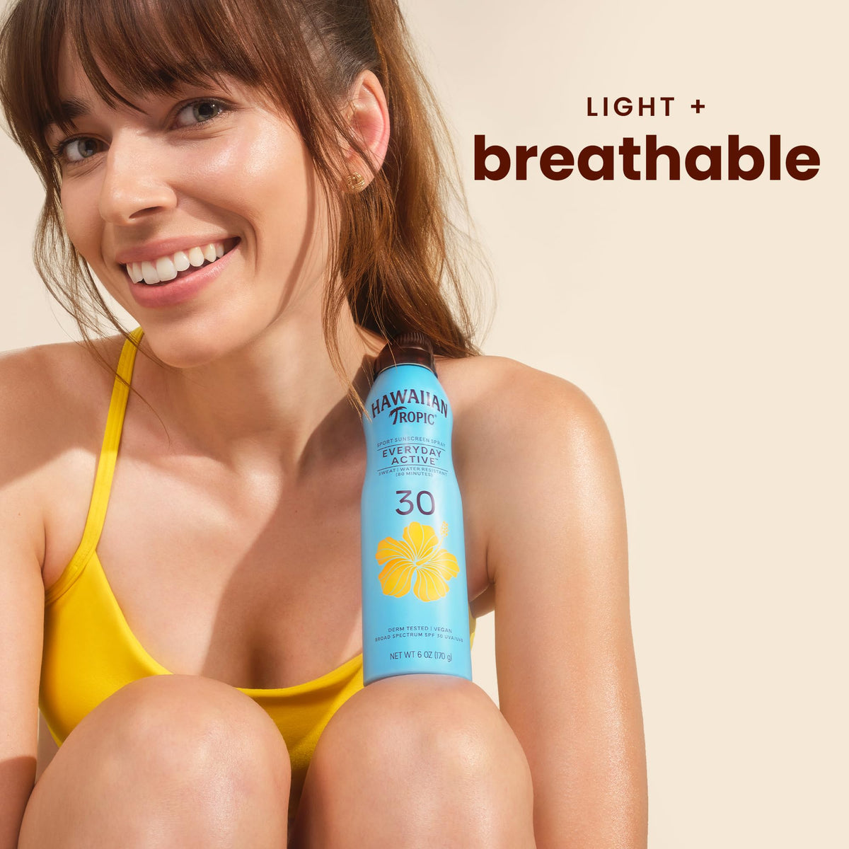 Hawaiian Tropic Everyday Active SPF 30 Sunscreen Spray twist-lock cap close-up