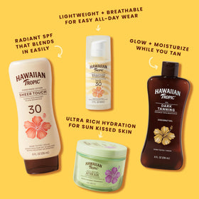 Hawaiian Tropic Everyday Active SPF 30 Sunscreen Spray with tropical background