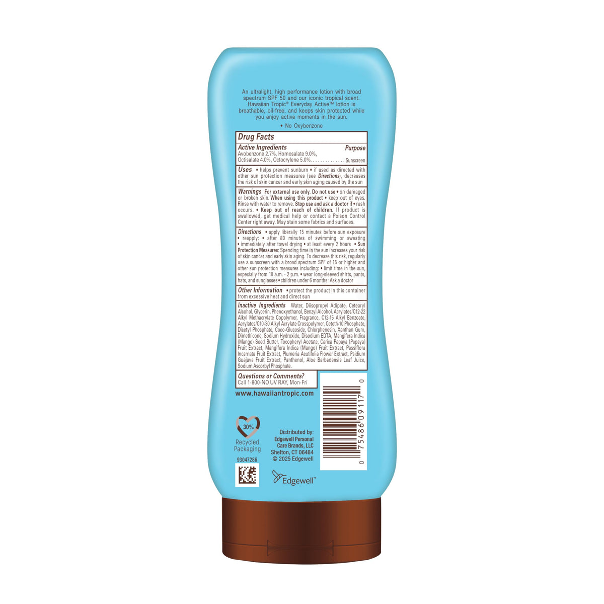 Hawaiian Tropic Everyday Active SPF 50 Sunscreen Lotion with beach accessories
