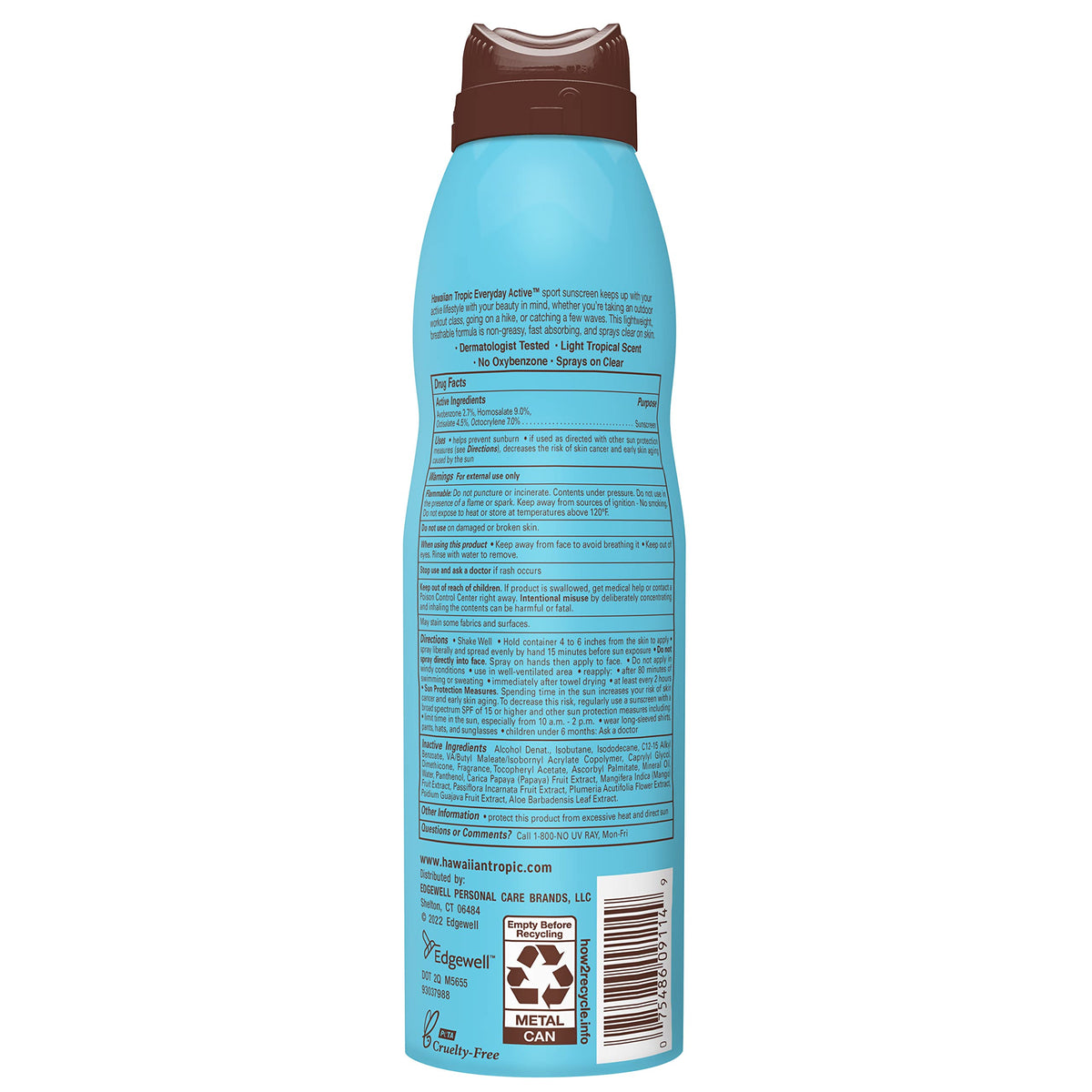 Hawaiian Tropic Everyday Active SPF 50 Sunscreen Spray in outdoor setting