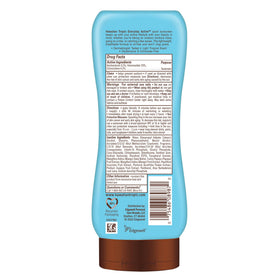 Hawaiian Tropic Island Sport Sunscreen Lotion surrounded by tropical fruits