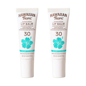 Hawaiian Tropic Lip Balm Island Coconut SPF 30 twin pack front view