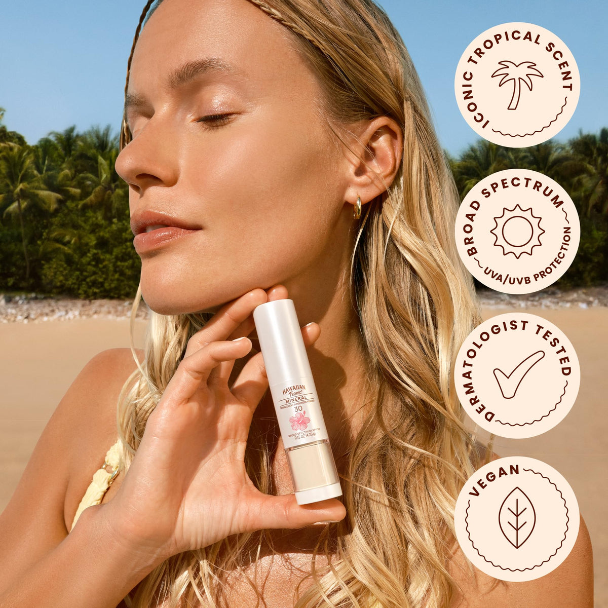 Hawaiian Tropic Mineral Powder Sunscreen Brush SPF 30 packaging