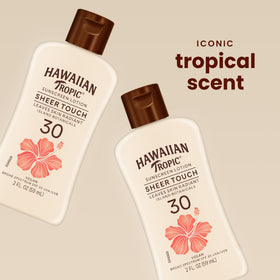 Hawaiian Tropic Sheer Touch Lotion SPF 30 back view showing ingredients
