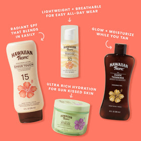 Hawaiian Tropic Sheer Touch SPF 15 sunscreen lotion texture on hand