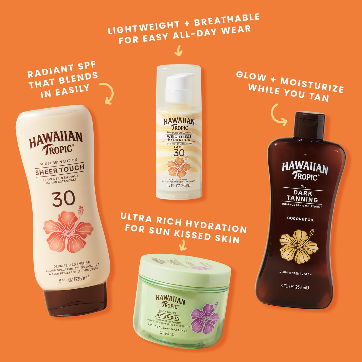 Hawaiian Tropic sunscreen spray packaging details