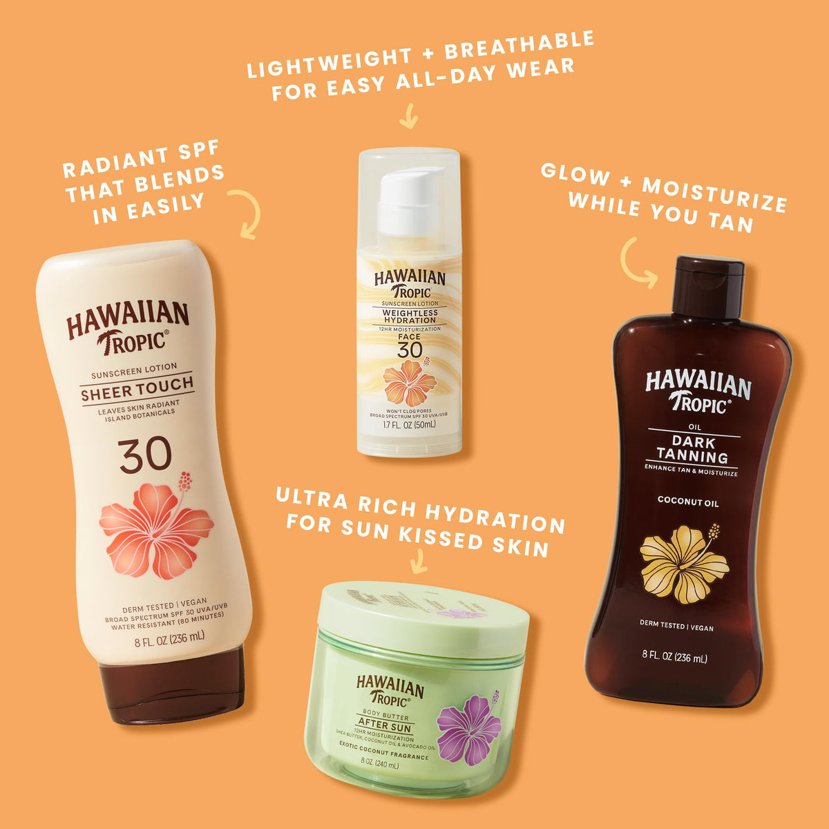 Hawaiian Tropic tanning lotion SPF 30 packaging details