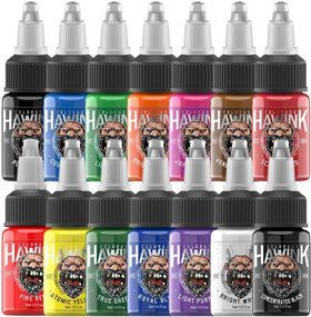 HAWINK Tattoo Ink Set 14 bottles front view with vibrant colours