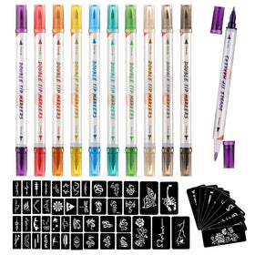 HAWINK Temporary Tattoo Markers Kit with 10 pens and stencils