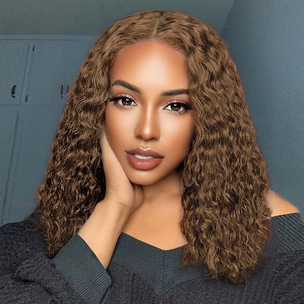 HAYAHAIR Short Curly Deep Wave Glueless Bob Wig front view