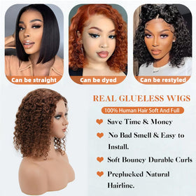HAYAHAIR Short Curly Deep Wave Wig back view