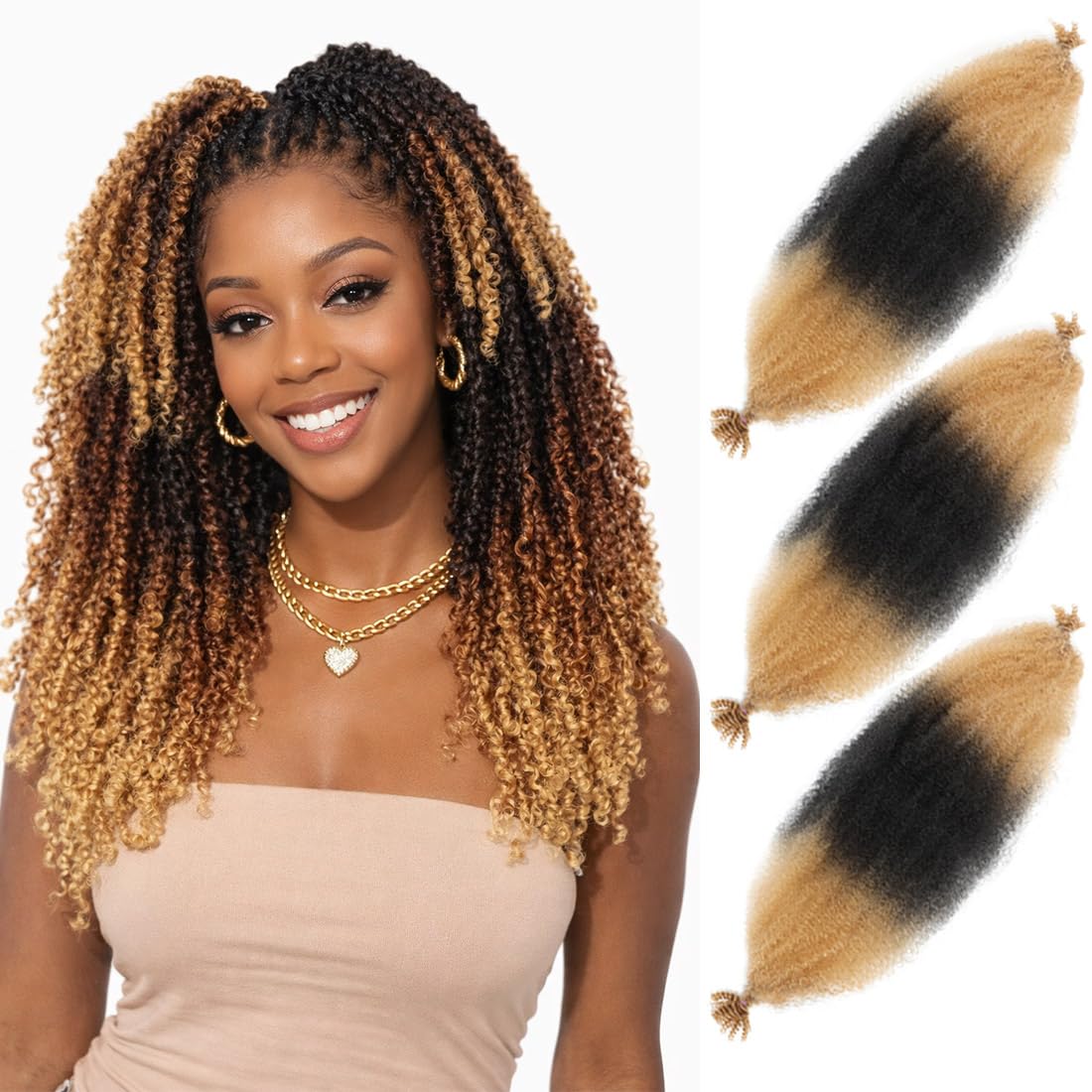 Hbegant Afro Twist Hair 24 Inch 3 Packs front view