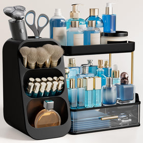 HBlife 3-tier bathroom organizer with brush holder, black