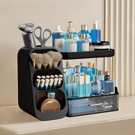 HBlife bathroom organizer side view showing brush holder