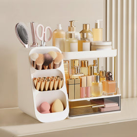 HBlife bathroom organizer side view showing storage compartments