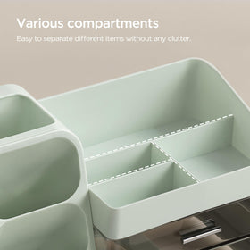 HBlife Makeup Organizer close-up of the top compartments