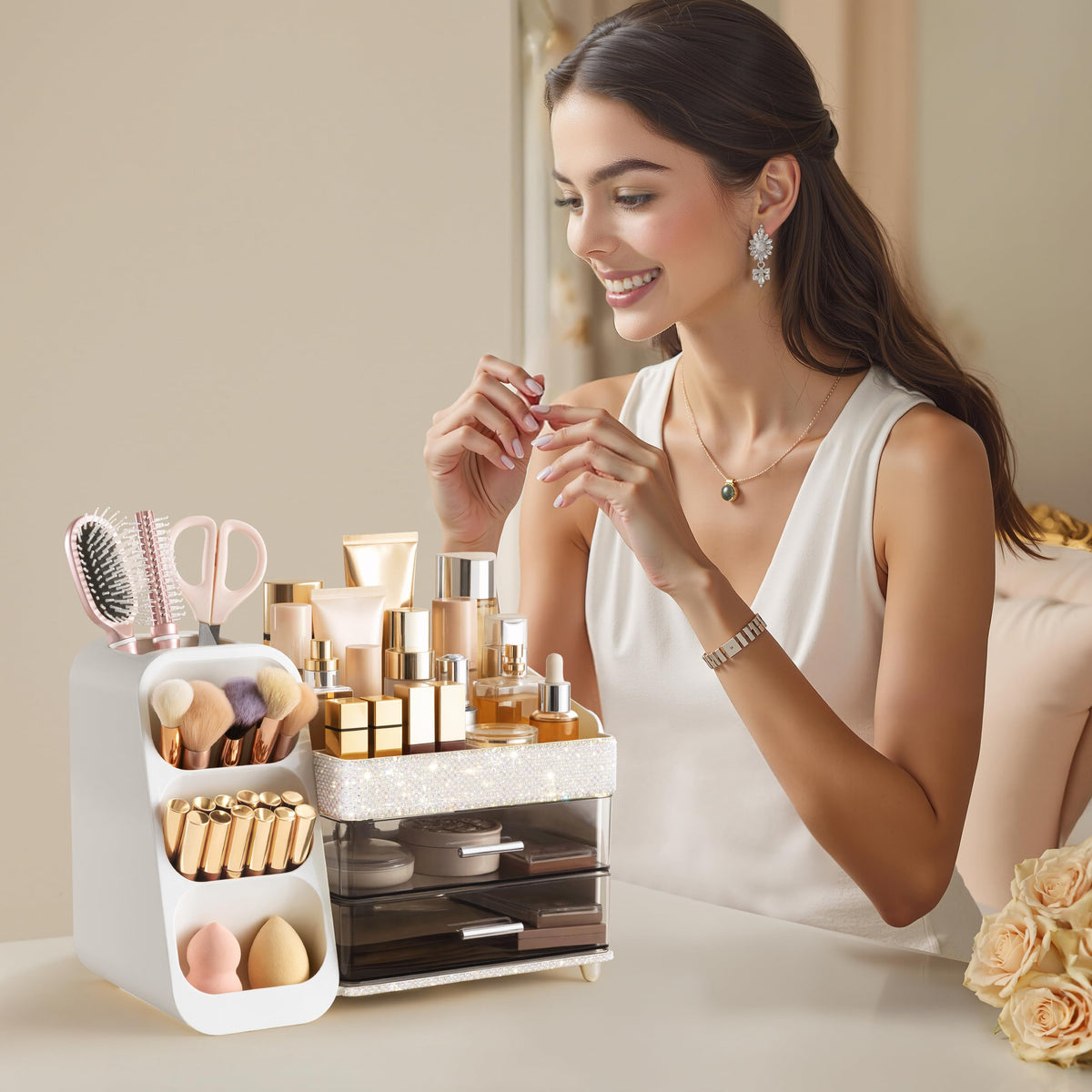 HBlife Makeup Organizer easy to clean surface close-up